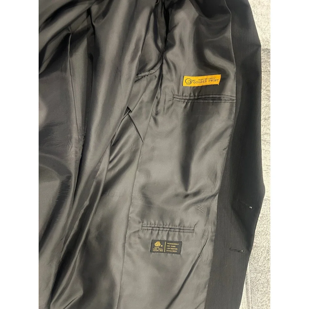 Albert Nipon Double Breasted Suit Charcoal 2 Piece Set. Golden twist, 100% wool.